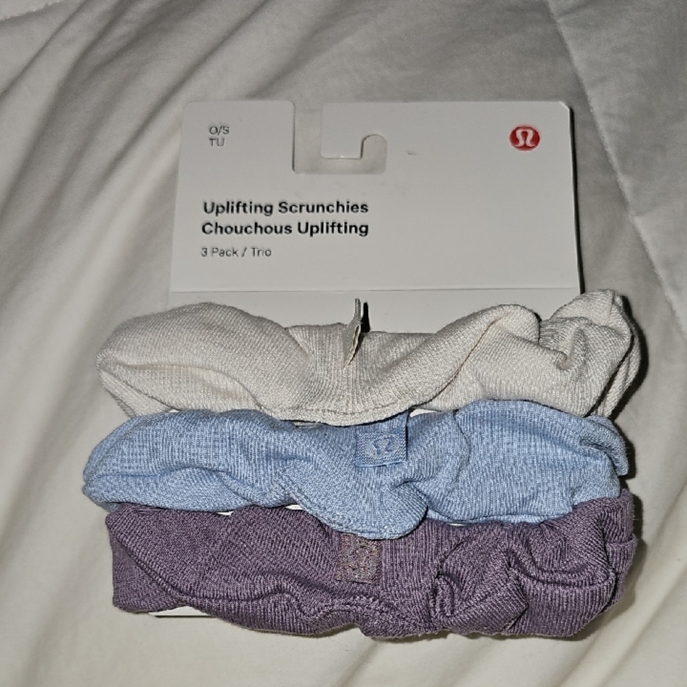 Lululemon Uplifting Scrunchies, 3 Pack,nwts. BEWE/PPAS/BLEN